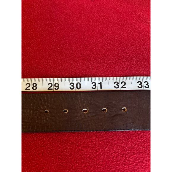 vintage brown soft leather belt brass tone metal bulls eye target buckle - Picture 7 of 9